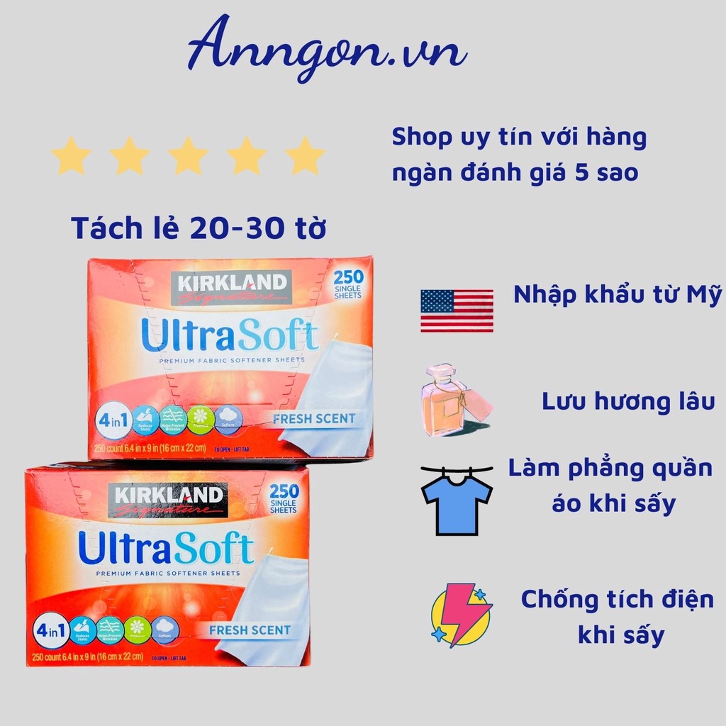 Tách Lẻ 20/30 Tờ Giấy Thơm Quần Áo KIRKLAND Làm Mềm Vải Hàng Mỹ - anngon.vn