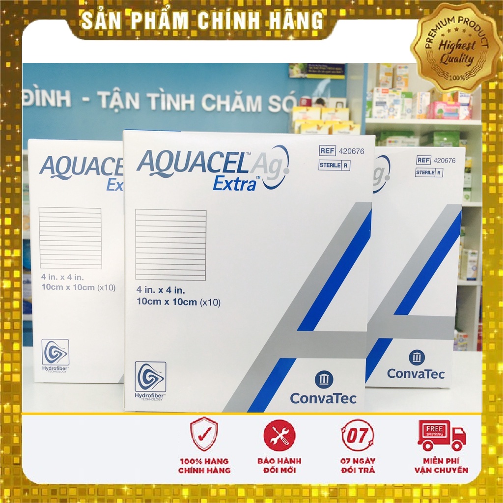 1 miếng GẠC vết thương Aquacel Ag Extra (10 x 10 cm) - ConvaTec, Mỹ