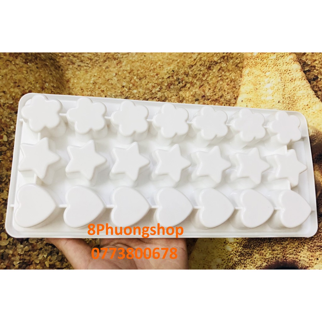 Khay đá trái tim, ngôi sao, hoa mai HPL36 - Khay làm topping thạch rau câu nhiều hình dáng