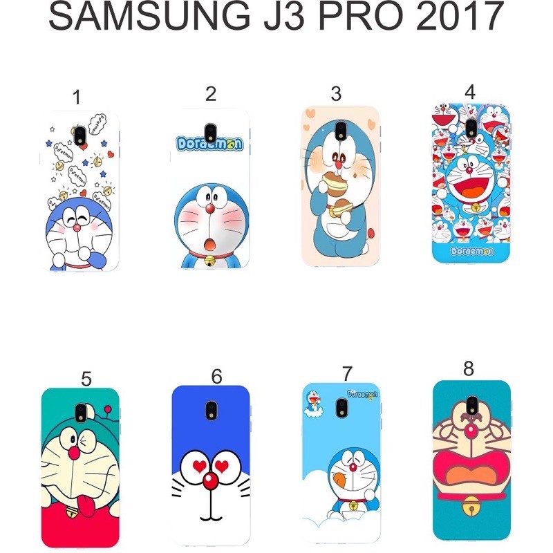 Ốp lưng Galaxy j3 pro 2017 dẻo hình, ốp giả da, ốp doremon