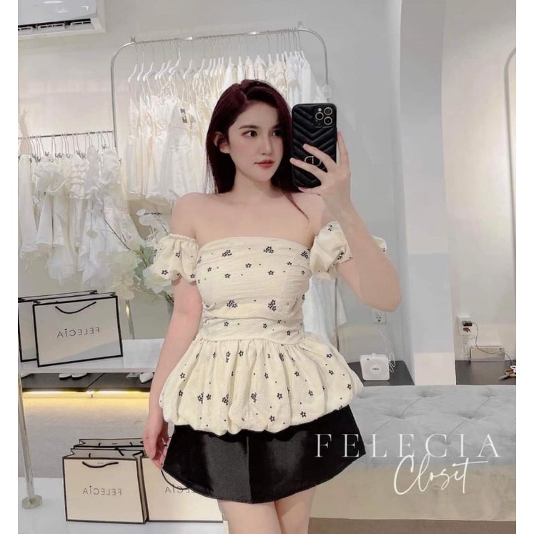 ÁO HOA KEM RỚT VAI XÒE