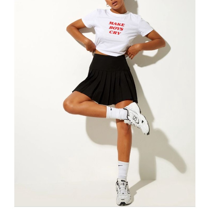 Chân váy xoè xếp ly cạp eo cao F21 Asos VNXK cv tennis mini short skirt xuất khẩu dư xịn trắng đen