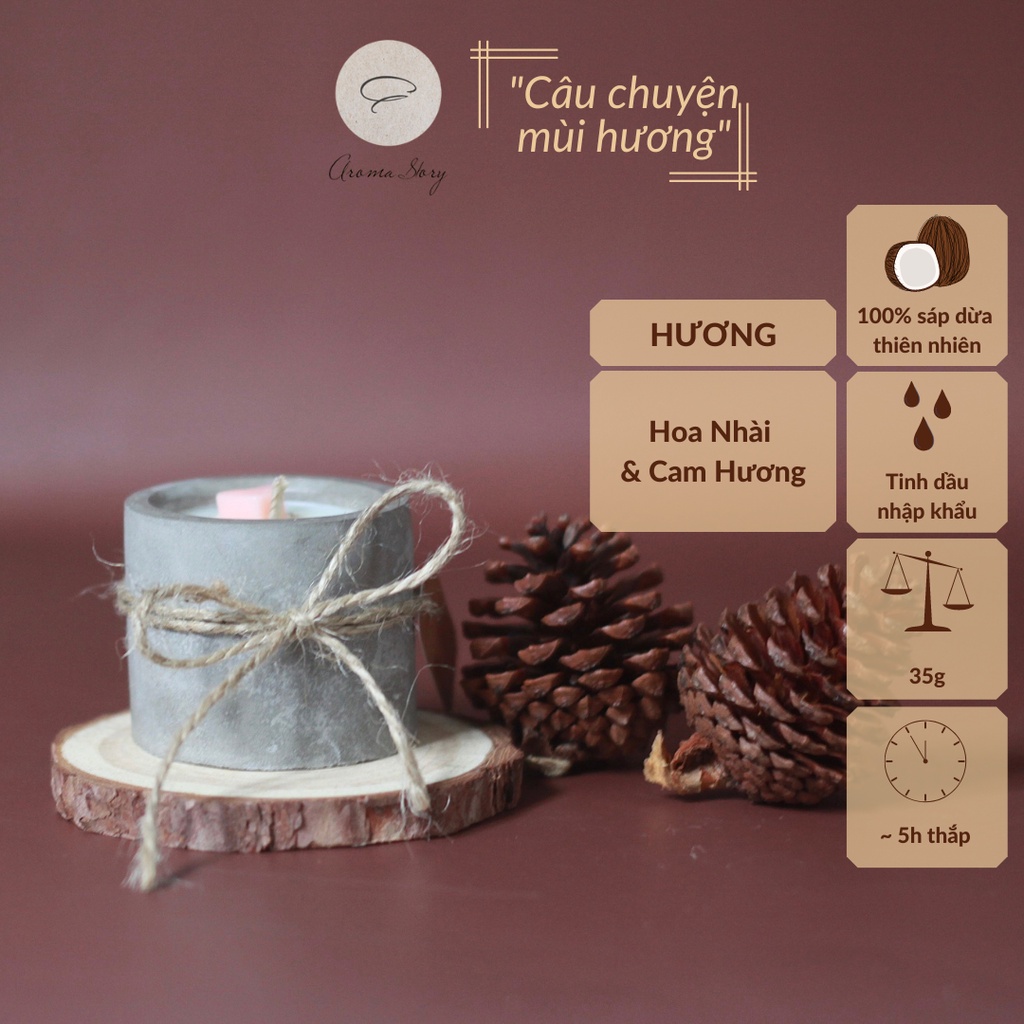 Nến Thơm Cốc Xi Măng Size 40g/ Tealight, Mini Candle Cup Handmade, Nhiều Hương, Sáp Dừa, Tinh Dầu Nhập Khẩu