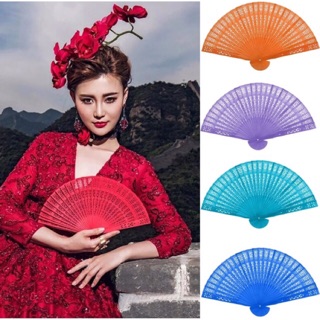 Quạt gỗ hoa văn cầm tay - Quạt mỹ nghệ quạt gỗ cầm tay Trung Hoa