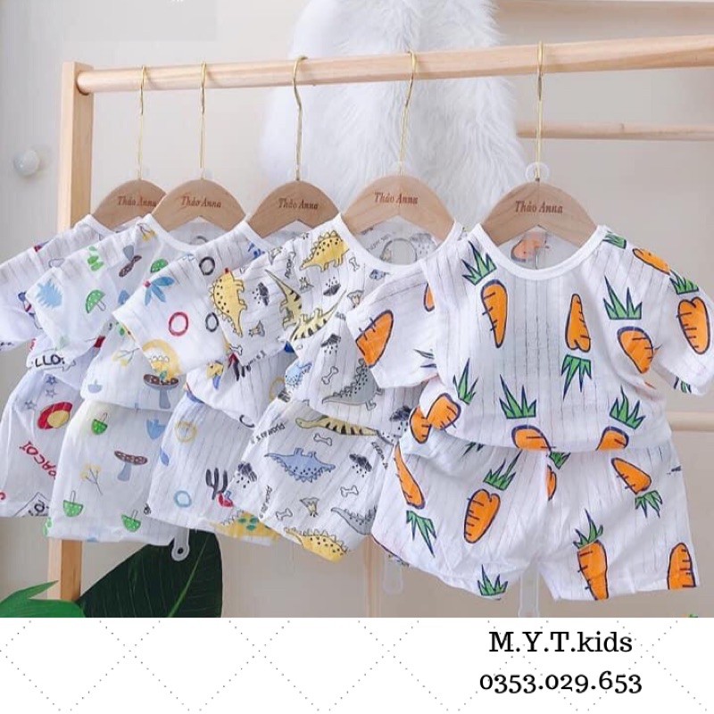 bộ cotton giấy nhiều hình bé trai/gái Ms6666