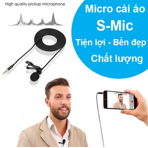 
                        Micro cài áo thu âm loại tốt S-Mic ghi âm, làm youtube công nghệ giảm ổn, giảm hú tiện lợi chất lượng
                    