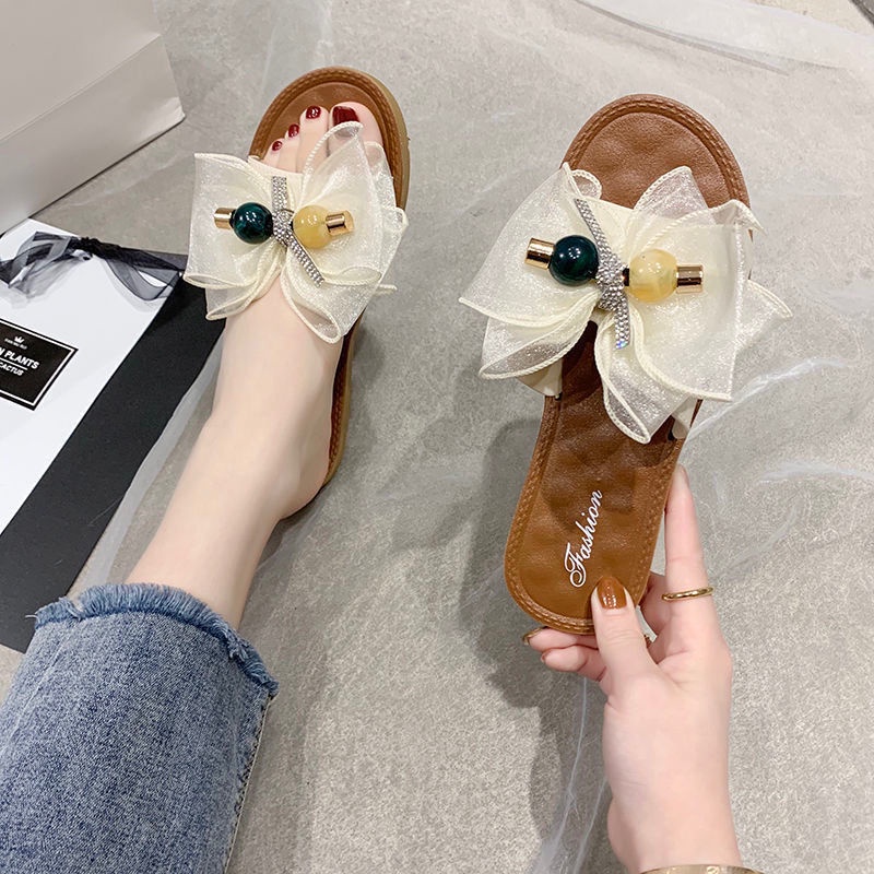 Jiashucheng Dép Sandal Đính Nơ Thời Trang Mùa Hè Cho Nữ