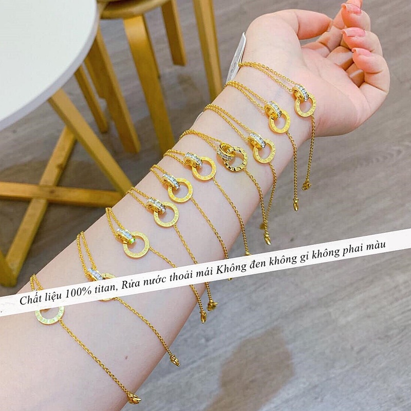 Vòng tay titan nữ không gỉ đính đá pha lê lắc tay titan khắc số la mã phong cách ins hàn quốc thời trang thanh lịch