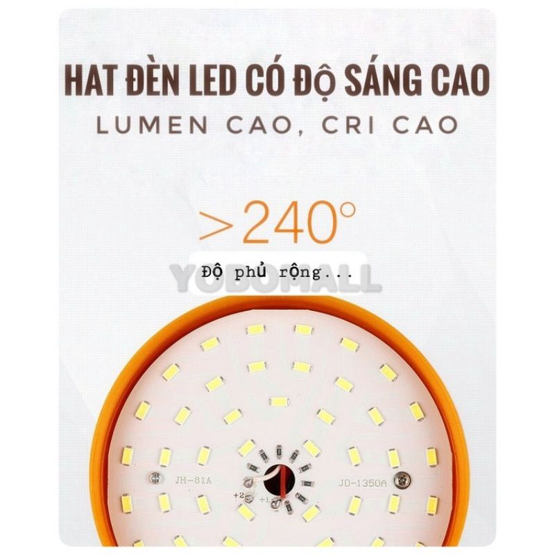 Bóng đèn led sạc pin tích điện 60W, 100W, 150W nạp bằng cáp usb dùng được 6 đến 8 giờ, 3 chế độ sáng