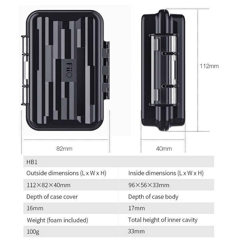 (CÓ SẴN) Hộp đựng tai nghe chống nước,chống sốc hoàn toàn Fiio HB1 kiêm đựng cáp sạc điện thoại, Phụ kiện công nghệ
