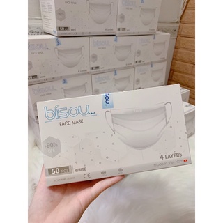 Bisou khẩu trang y tế 4 lớp 50 cái - màu trắng