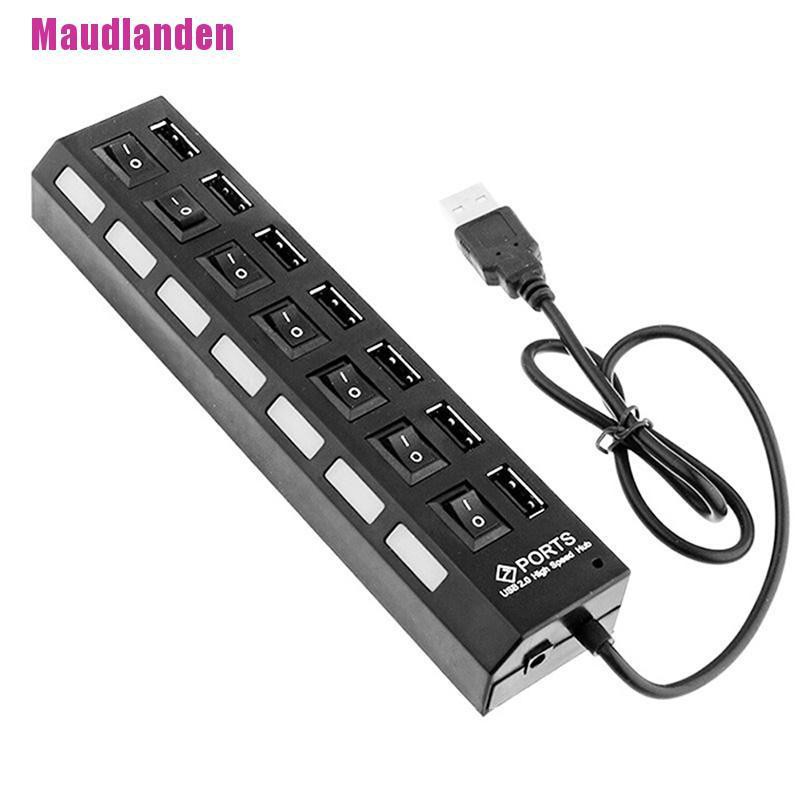 Bộ Chia 7 Cổng Usb 2.0 + Công Tắc On / Off Cho Pc / Laptop / Mac