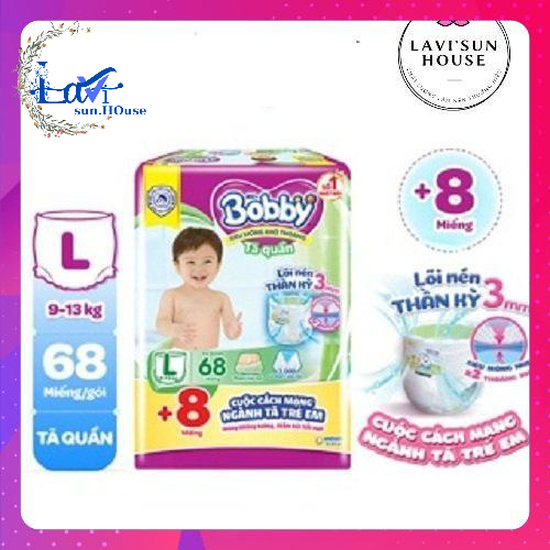 Tã quần Bobby siêu thấm tặng kèm 8 miếng đủ size M76 L68 XL62 XX56,bĩm quần bobby mẫu mới