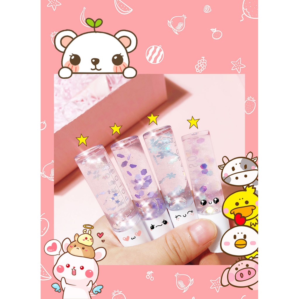 Son Bóng Dạng Lỏng In Hoa Dễ Thương Không Màu Dưỡng ẩm Trong Suốt | BigBuy360 - bigbuy360.vn