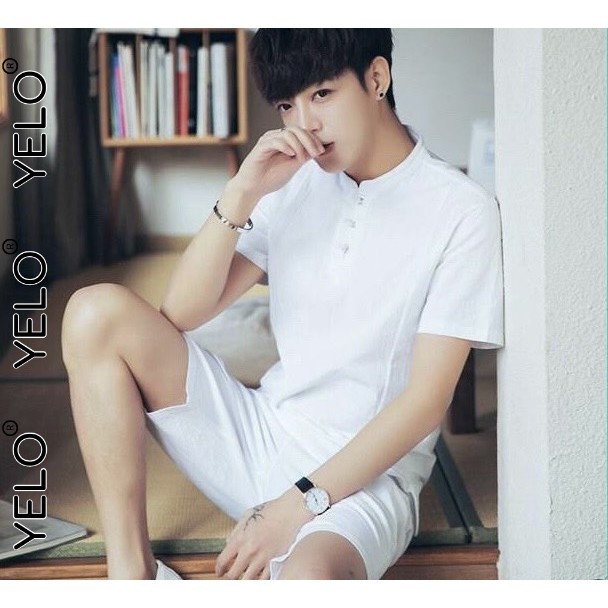 Bộ Đũi Nam Hè Cao Cấp Cổ Trụ Có Túi Chất Đũi Nhẹ Siêu Mát Phong Cách Trẻ Trung YELO- BN287