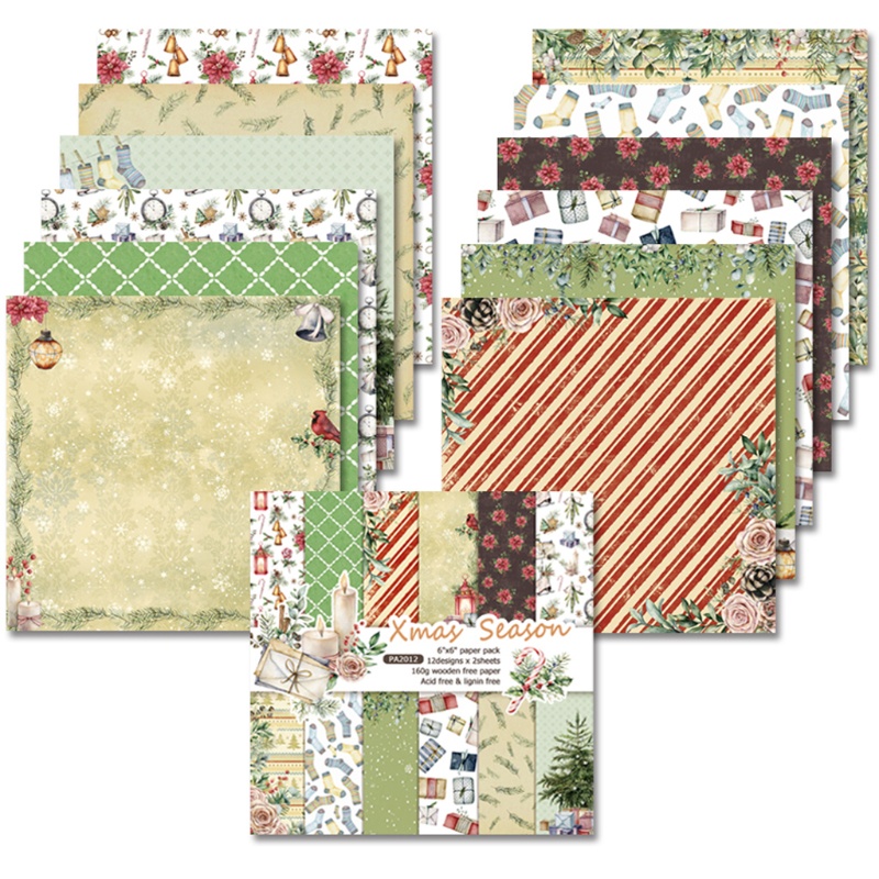 Set 24 Giấy Phông Nền 6x6 Inch Trang Trí Giáng Sinh