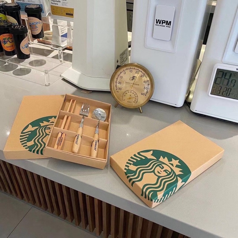 Bộ 3 thìa dĩa và đũa Starbucks sang chảnh - Set 3 món ( đũa, muỗng, nĩa ) STARBUCKS kèm hộp cao cấp