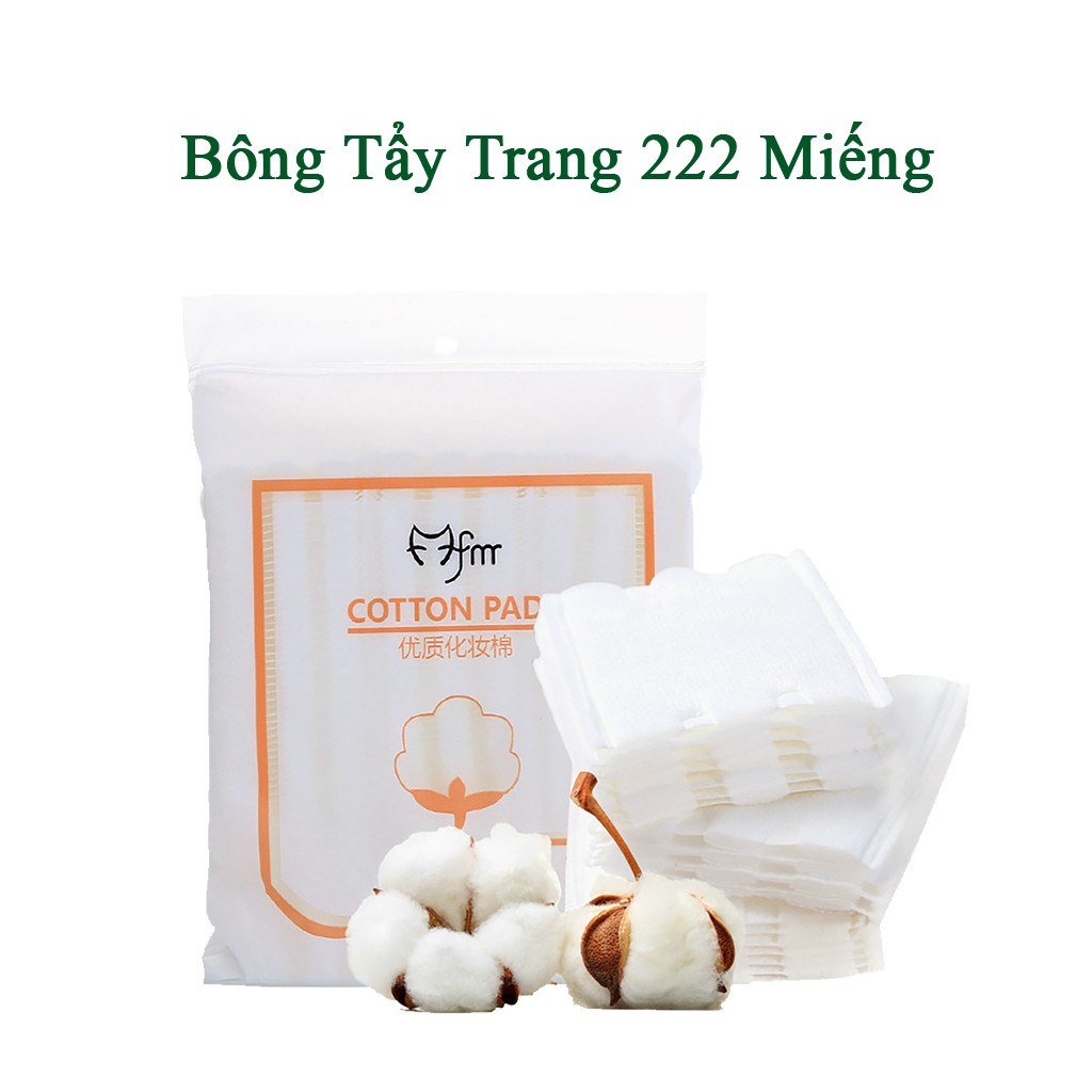 Bông Tẩy Trang 222 Miếng, Bông Trang Điểm 3 Lớp, Cotton Pads, Tẩy Trang Sạch Da