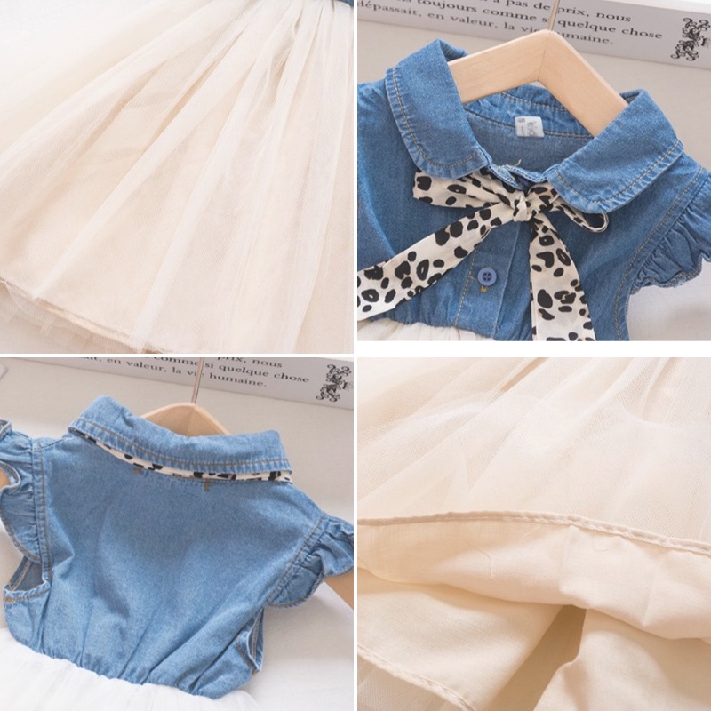 Bộ váy cho bé gái Váy lưới denim AKKU