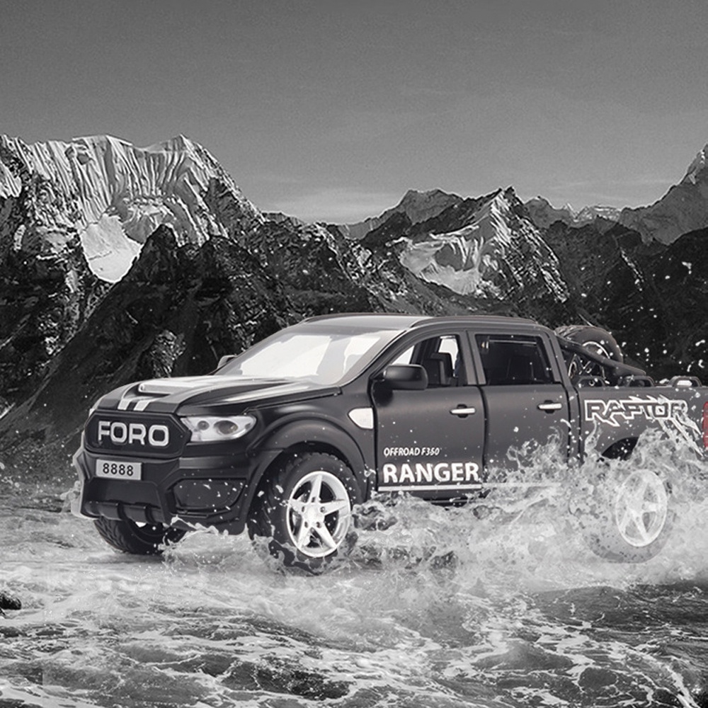 Mô hình xe ô tô FORD RAPTOR F350 tỷ lệ 1:32 khung hợp kim cót chạy đà có đèn âm thanh mô phỏng