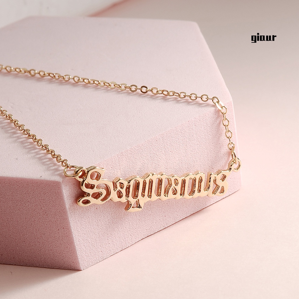 GIAUR Women Golden Constellation Sagittarius English Letter Necklace Sweater Chain