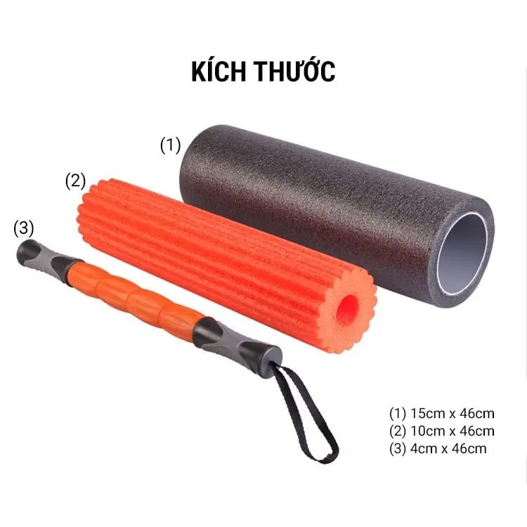 Bộ ống lăn massage Foam Roller 3-in-1