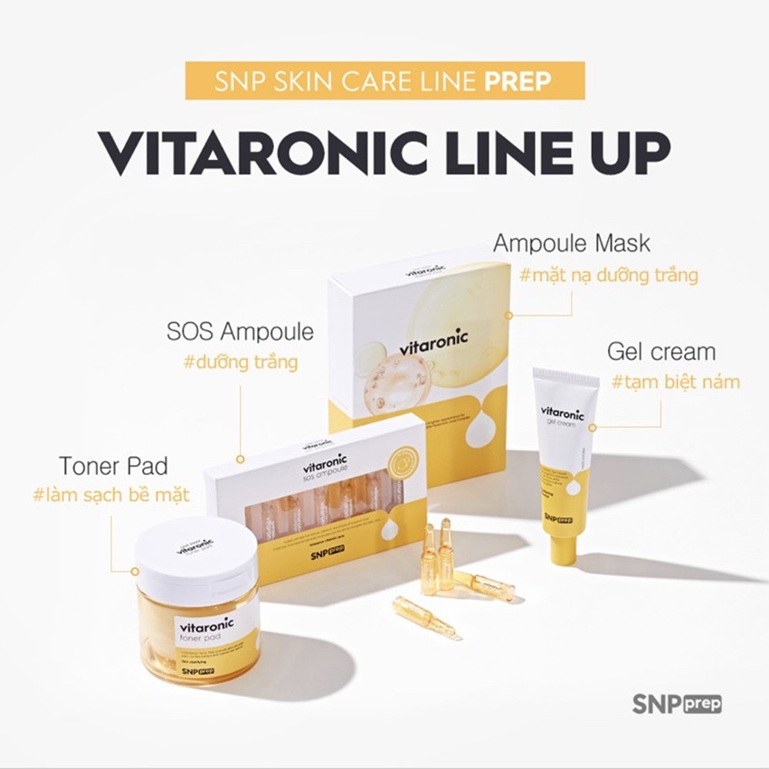 Mặt Nạ Dưỡng Trắng Da SNP PREP Vitaronic Ampoule Làm Mờ Vết Thâm Xạm Nám Khôi Phục Làn Da Trắng Sáng