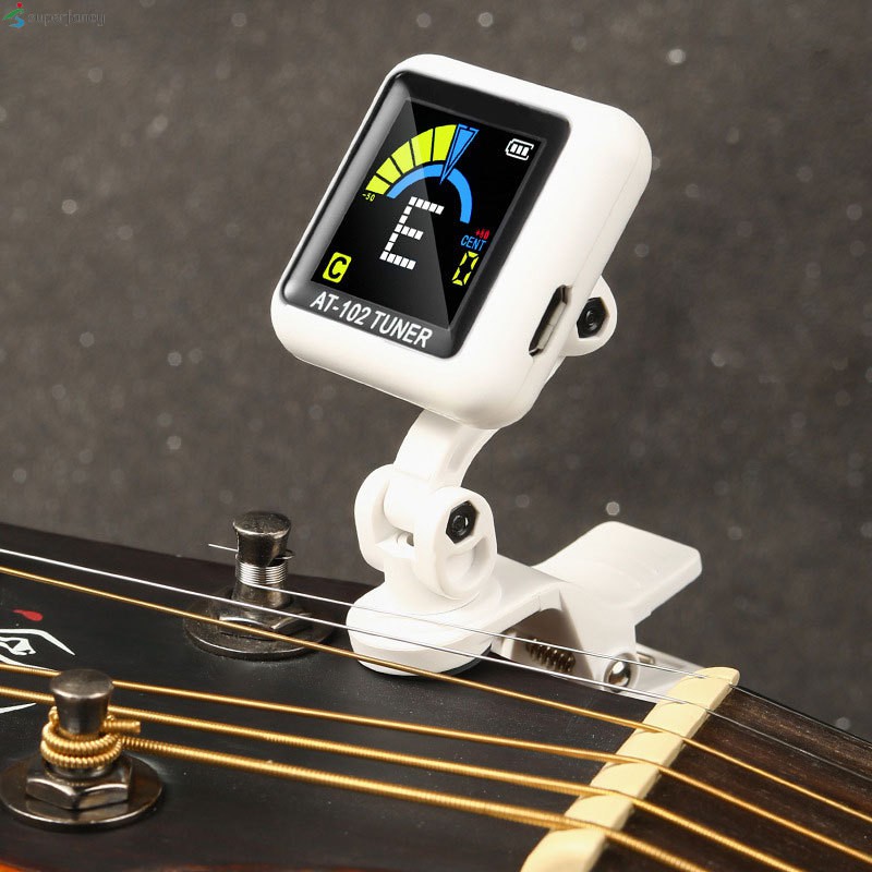 Guitar Tuner Rechargeable Clip On Tuner for All Instruments Bass Ukulele Violin Mandolin and Banjo
