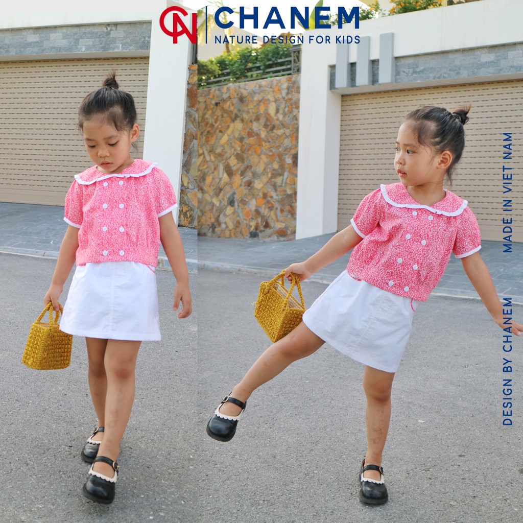 Set đồ bé gái SWEETY SET áo cổ sen và chân váy chất thô cotton thoáng mát cho bé từ 1 - 10 tuổi - CHANEM - Nature Design