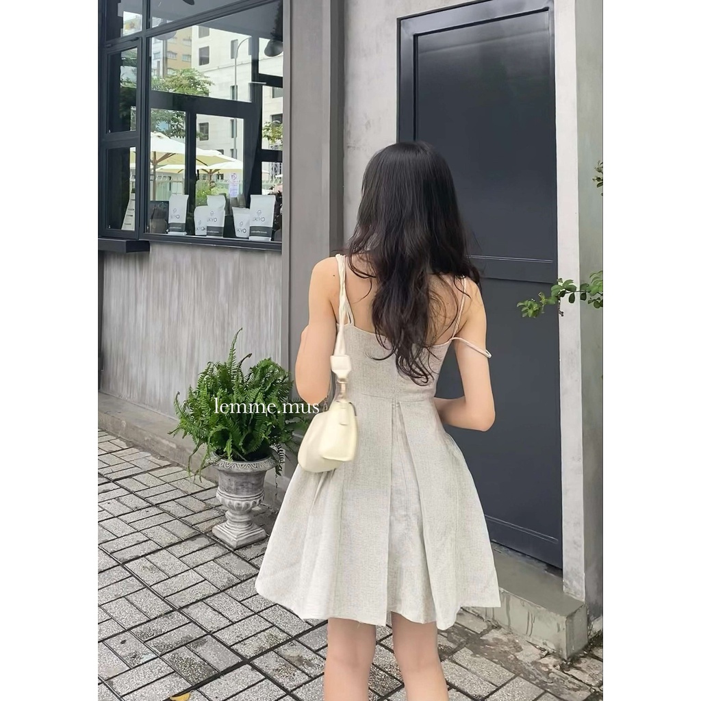MUS MILA DRESS - Đầm Tiệc Hai Dây Rớt Vai Cúp Ngực Tùng Váy Xếp Li Phồng Xoè