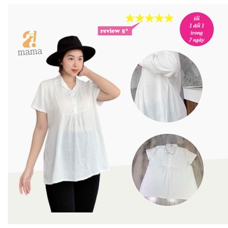 ÁO SƠ MI BẦU CÔNG SỞ MÀU TRẮNG CHẤT MỀM MÁT NGẮN CỘC TAY 2MAMA / ÁO BẦU RẺ ĐẸP THỜI TRANG THIẾT KẾ / AO BAU RE DEP