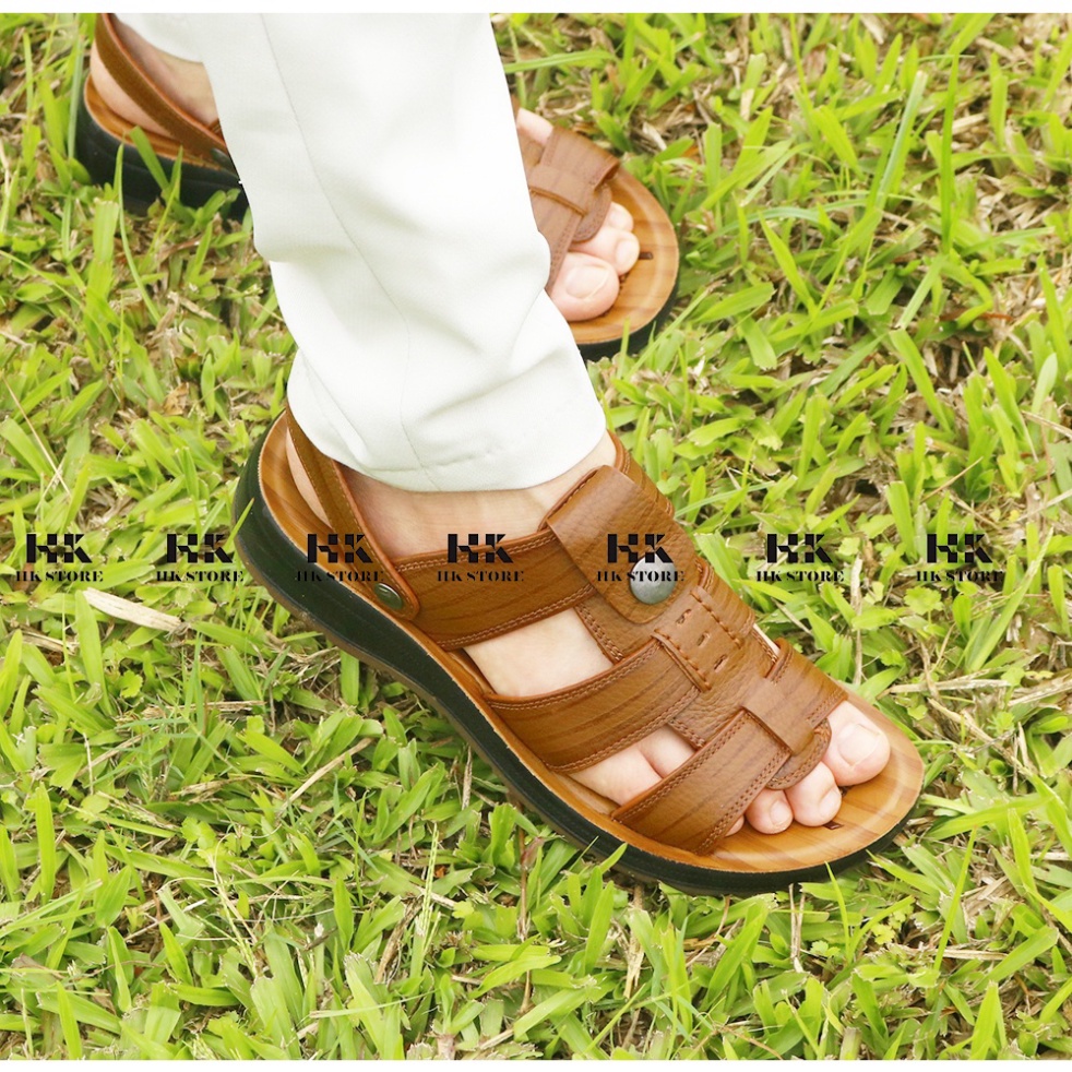 Xăng đan nam da bò xịn ⚘™ HK STORE ⚘™ cam kết da thật 100% ảnh thật có bảo hành đầy đủ-và đặc biệt cao hơn 3.5cm