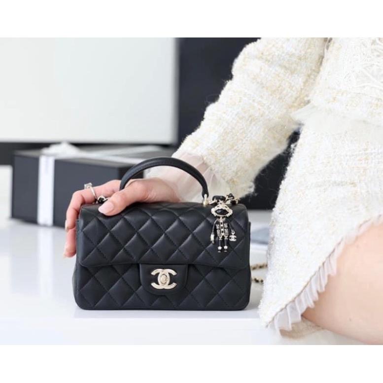 Túi chanel quai xách kèm dây xích bản siêu cấp fullbox nam châm size 20cm