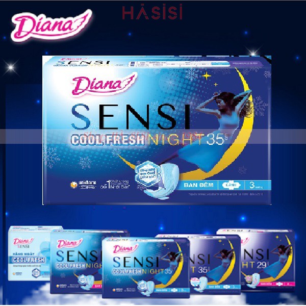 Băng vệ sinh Ban Đêm DIANA - Sensi Cool Fresh Night - 3 Miếng