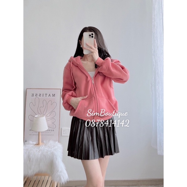 HOTT - Áo Khoác Nỉ Trơn Màu Hồng Dâu