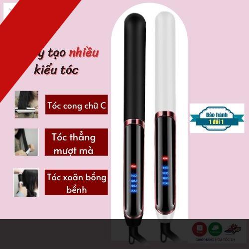 VNgwhwbhhc82 Máy ép duỗi tóc, là tóc, uốn xoăn tóc cao cấp - Máy làm tóc 2 trong 1 - Tặng kèm lô quấn tóc Hàn Quốc