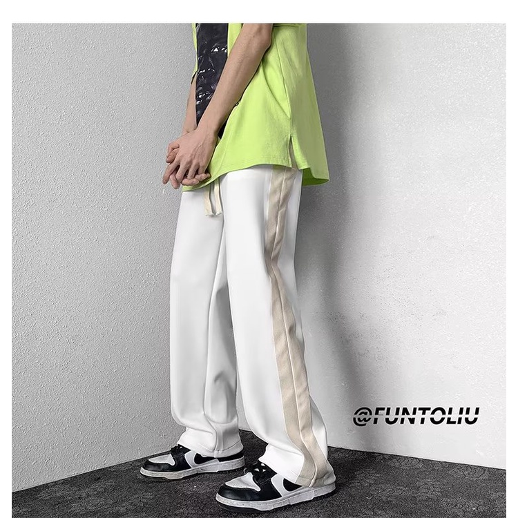 Quần ống rộng Họa Tiết Kẻ Sọc Phong Cách Nhật Bản Thời Trang Cho Nam size M-3XL