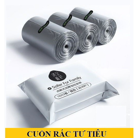 TÚI ĐỰNG RÁC TỰ TIÊU MÀU BẠC CUỘN 110 CÁI [RẺ SẬP SÀN] (HOT)