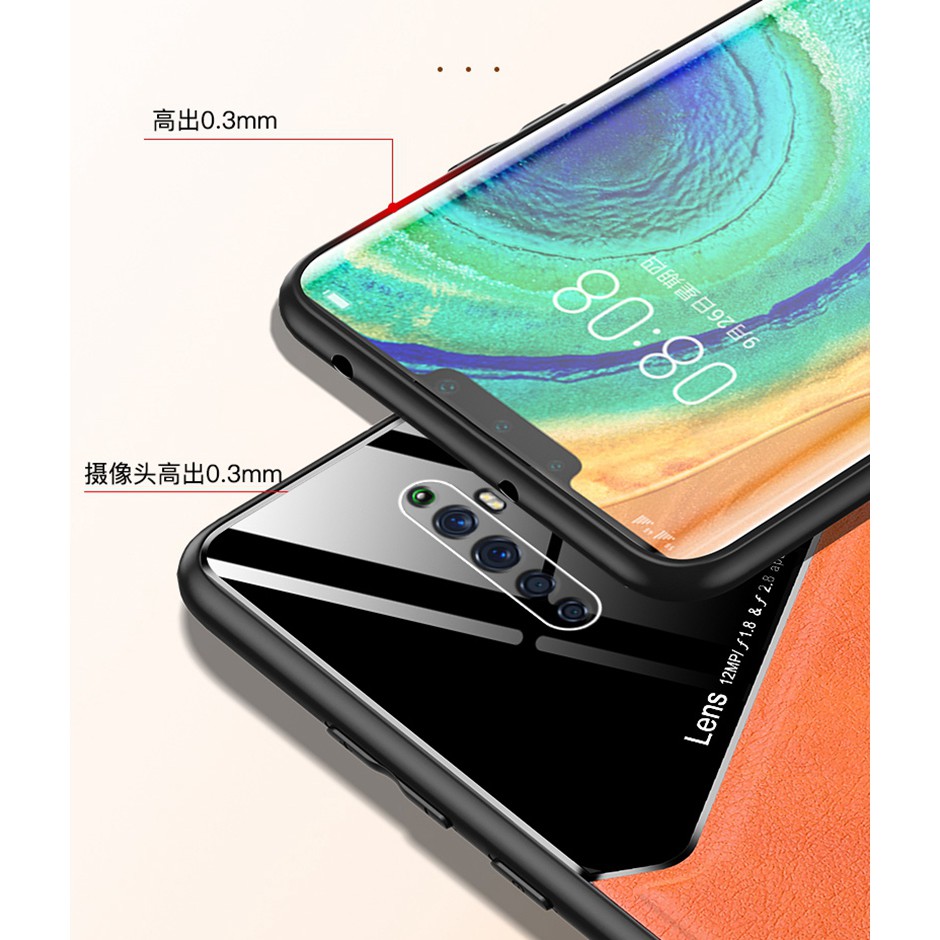Ốp điện thoại nhựa PC cứng phối da khung kim loại nam châm gắn xe hơi thích hợp cho Oppo Reno 2 Z Reno2 Z F 2z 2f