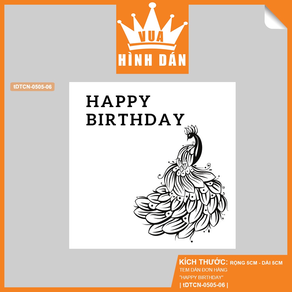Set 50/100 sticker HAPPY BIRTHDAY  - nhãn dán lên hộp quà, gói quà hoặc túi đựng sản phẩm, kiện hàng )