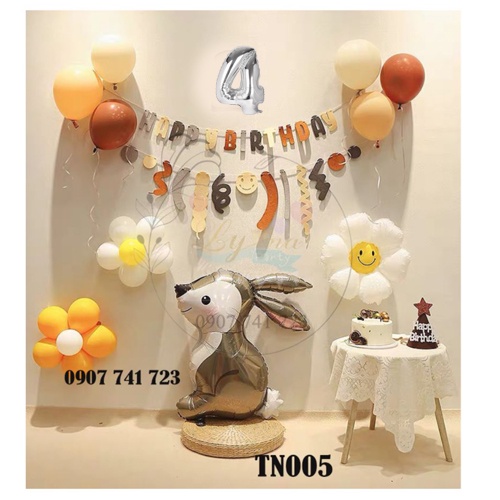 Bóng trang trí sinh nhật, Set Thỏ Ngọc Style Hàn Quốc xinh lung linh cho bé yêu