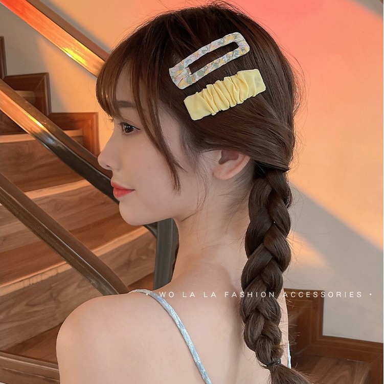 Kẹp Tóc Họa Tiết Hoa Màu Trơn Ngọt Ngào Thời Trang Mới 2021