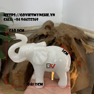 [Trang trí bàn làm việc] Tượng voi đá trang trí phong thủy bàn làm việc - chiều cao 9cm - đá trắng