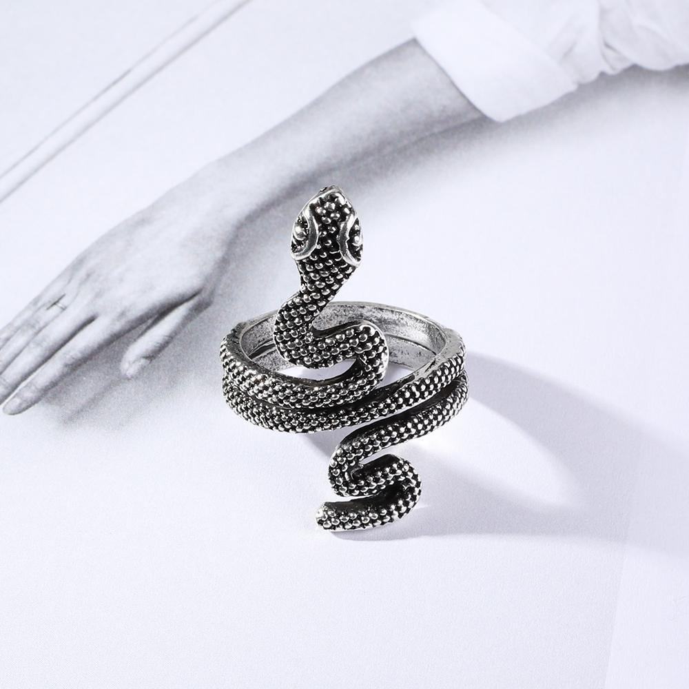 YVE Nhẫn Hình Rắn Thời Trang Punk Cổ Điển Có Thể Điều Chỉnh