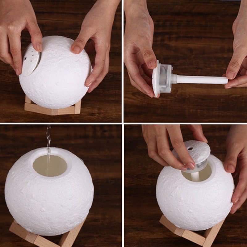 Đen Ngủ Xông Tinh Dầu Hình trụ tròn | Máy Phun Sương Tinh Dầu Mặt Trăng Thanh Lọc  Không Khí ,giảm căng thăng