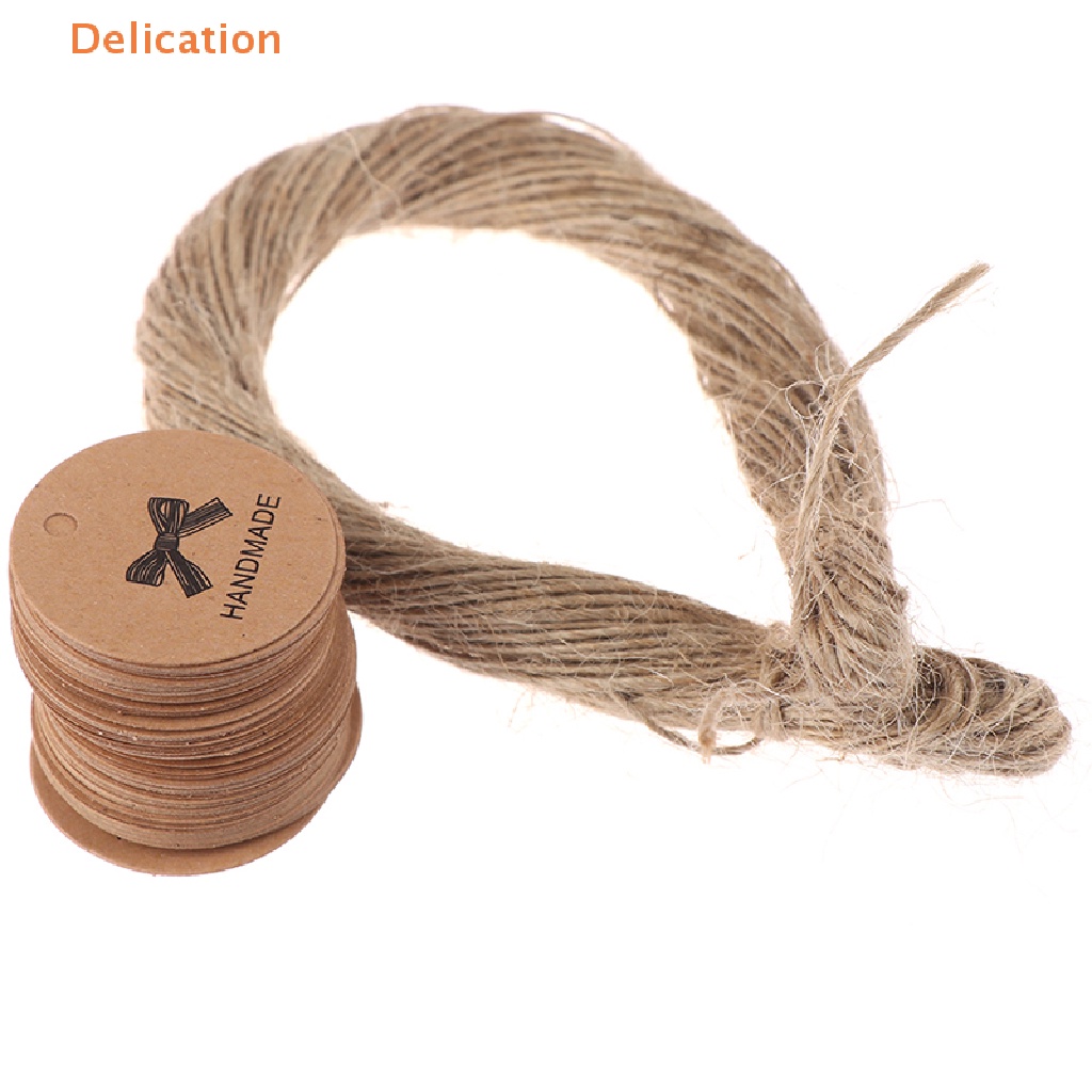 Set 100 Thẻ Giấy Kraft In Họa Tiết Nơ Trang Trí Gói Quà Sinh Nhật / Tiệc Cưới