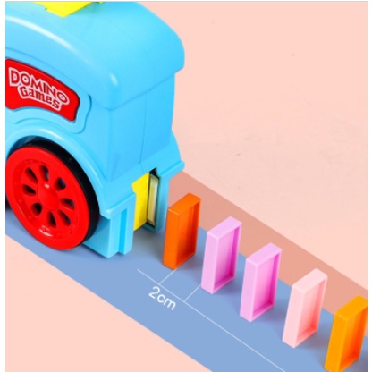 Tàu hoả nhả domino, xe đồ chơi chạy pin +âm thanh + ánh sáng