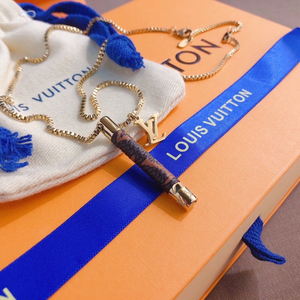 LOUIS VUITTON Vòng cổ Thép Titan Họa Tiết Lv Sang Trọng Cho Nam Nữ