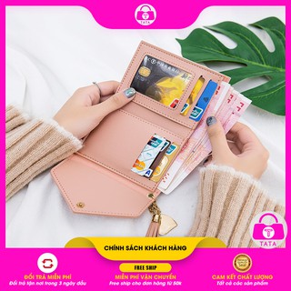 Ví Nữ - 👑FREESHIP 50K👑 - Ví Bóp Nữ Ngắn Cầm Tay Mini Hàn Quốc Tua Rua Trái Tim Siêu Đẹp VD02