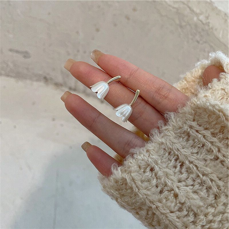 Bông tai bạc S925 - Khuyên tai nữ bạc Ý hình Hoa Tulip phong cách vintage, cổ điển sang trọng ZAZA accessories KT8083